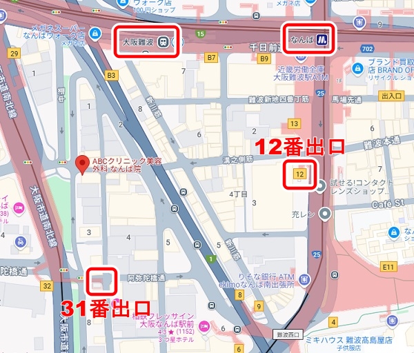 ABCクリニック美容外科・なんば院の地図